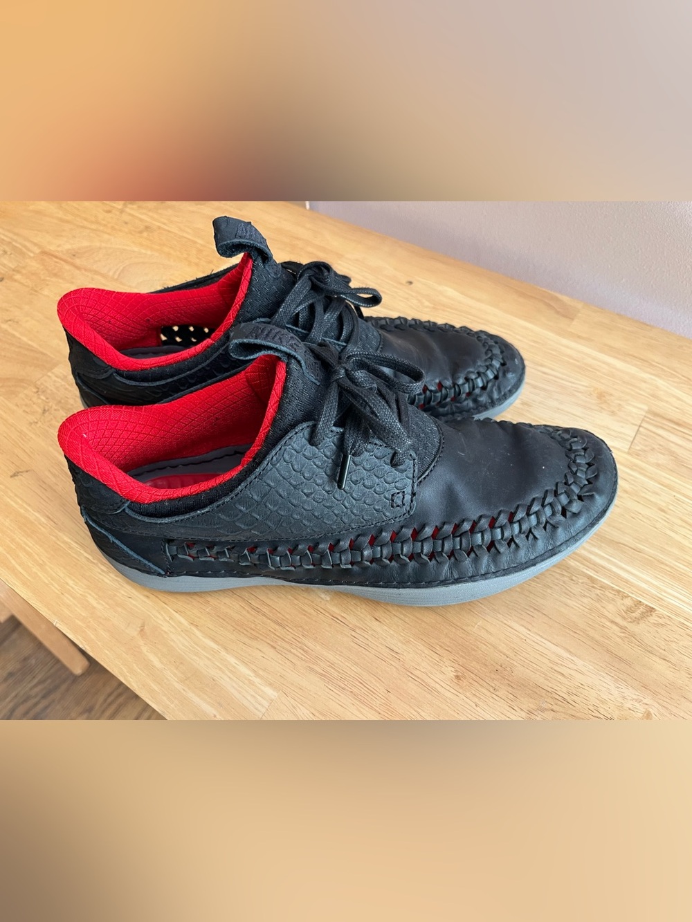Nike Black walking/lounge shoes with Red Interior